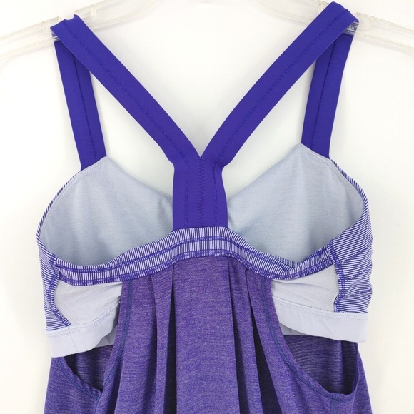 Women's LULULEMON Sz 8 Rest Less Tank Top Heathered Berry Built In Bra - Picture 8 of 10